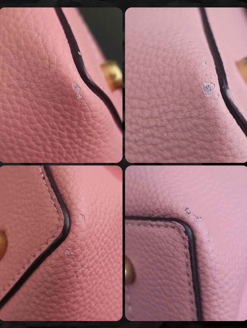 Coach Willow C2590 Colorblock Pebbled Leather Shoulder Bag Pink Burgundy